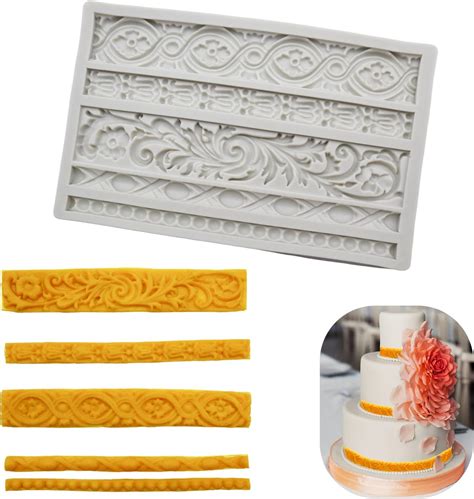 Relief Baroque Vintage Silicone Fondant Moule Dentelle Fleur Bordure