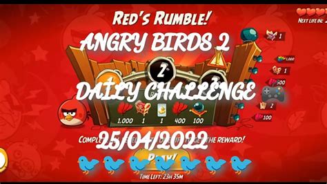 Angry Birds 2 🐦💠 Daily Challenge 🎮 Reds Rumble Monday 25042022 ️ Youtube