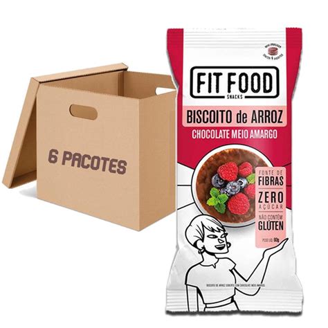 Biscoito De Arroz Chocolate Meio Amargo Fit Food 60G 6X No Shoptime