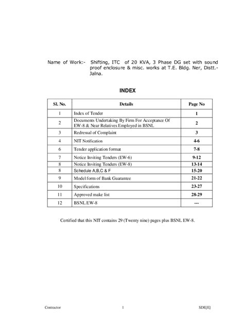 Fillable Online Shifting ITC Of 20 KVA 3 Phase DG Set With Sound Fax