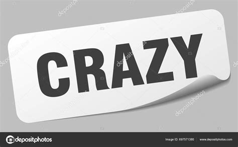 Crazy Sticker Crazy Rectangular Label Isolated White Background Stock