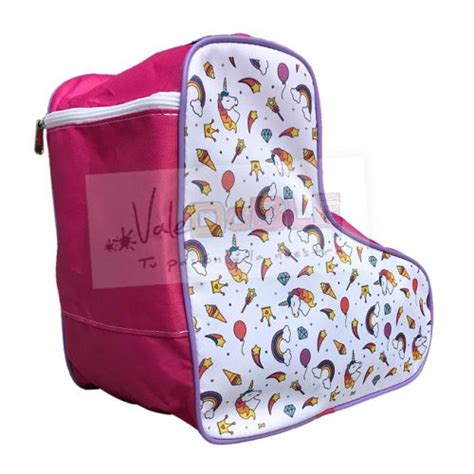 Bolso Porta Patines Unicornio Trama Rosa Vale Doble