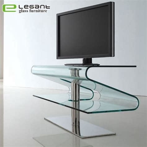 China Contemporary Clear Glass Tv Stand With High Gloss White Painting Drawers China Tv Stand