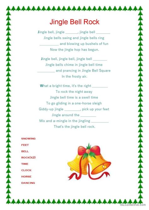 Jingle Bells Rock Lyrics Printable Free Printable