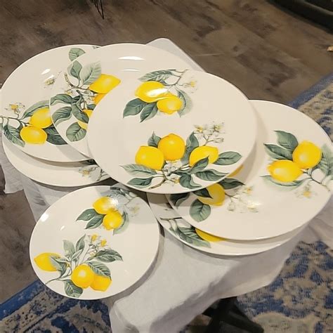 Royal Norfolk Dining Lemon Dinner Plates Set Of 6 New W Free Bread