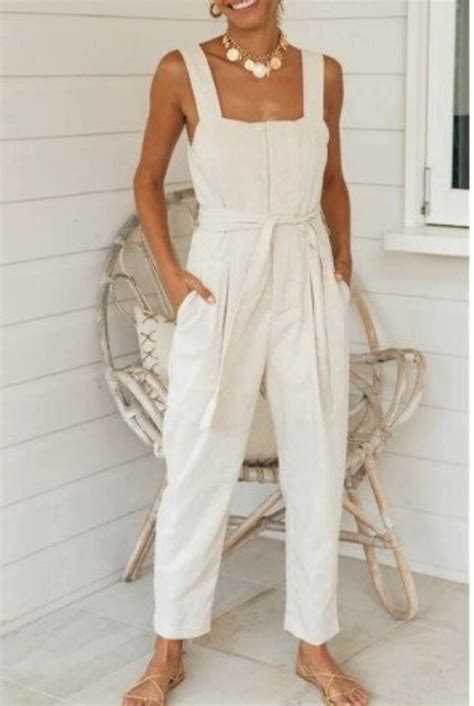 Linen Jumpsuit Cotton Overalls Boho Jumpsuit Wide Leg Etsy