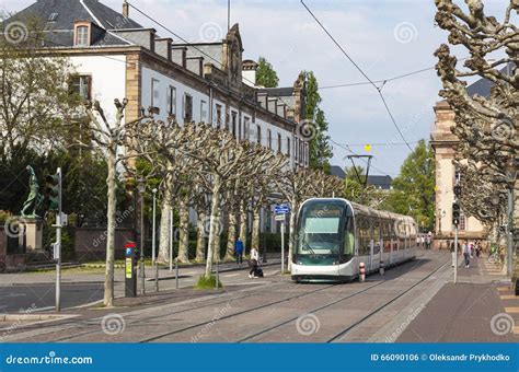 Modern Tram On A Street Of Strasbourg France Editorial Photo Image