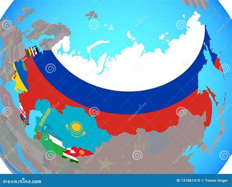 Former Soviet Union with Flags on Map Stock Illustration - Illustration ...