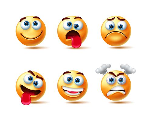 Conjunto De Caracteres Do Vetor Emoji Emoticon Emojis 3d Com Expressões Como Louco Feliz E