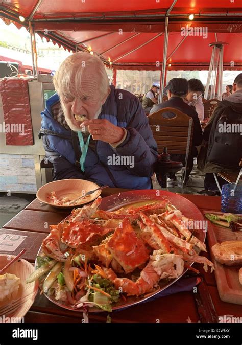 Eating King Crab In Bergen Norway Stock Photo Alamy