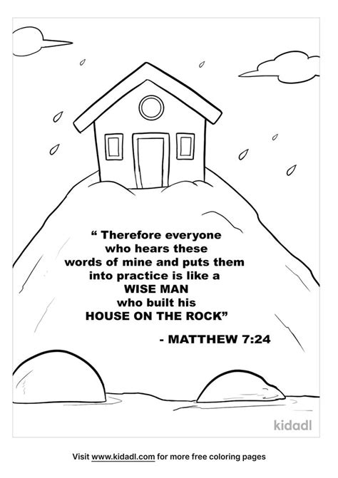 The Wise Man Built His House Upon The Rock Coloring Page Bible