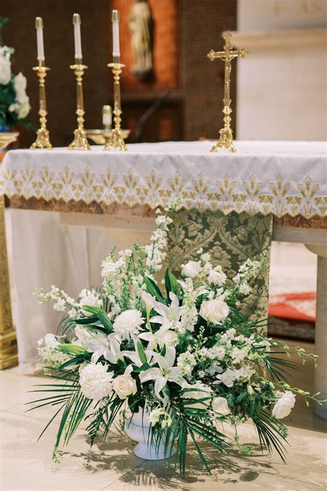 Wedding Ceremony Church Flowers Floral Arrangement White Blooms