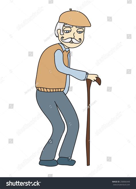 Old Man Walking Stick Cartoon