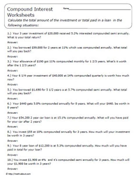 Compound Interest 8th Grade