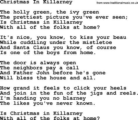 Catholic Hymns, Song: Christmas In Killarney - lyrics and PDF