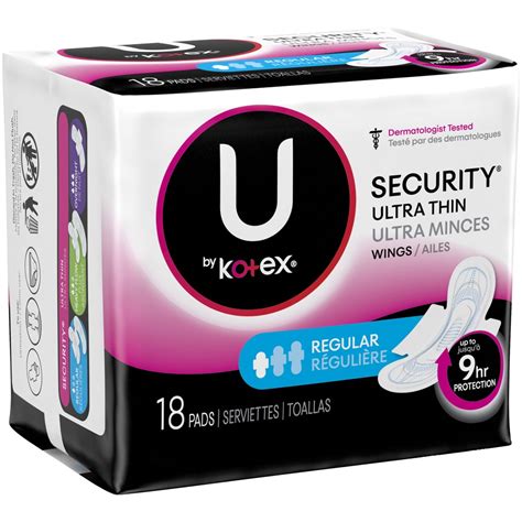 U By Kotex Security Pad Ult Thin Regular With Wings 18 Ct Shipt