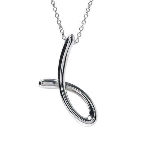 Tiffany Sterling Silver Elsa Peretti Letter J Pendant Necklace 521968