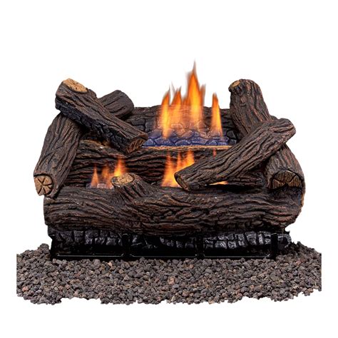 Duluth Forge 18 Ventless Dual Fuel Gas Log Set And Remote Stacked Red Oak