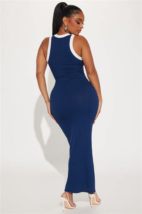 Annette High Neck Maxi Dress Navy Fashion Nova Dresses Fashion Nova