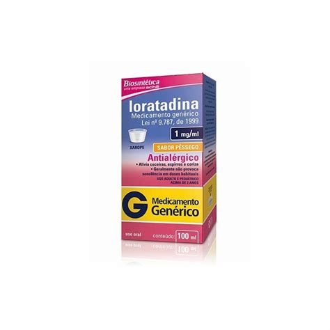 Loratadina 1mg Ml Xarope 100ml Biosintetica Genérico L PanVel Farmácias