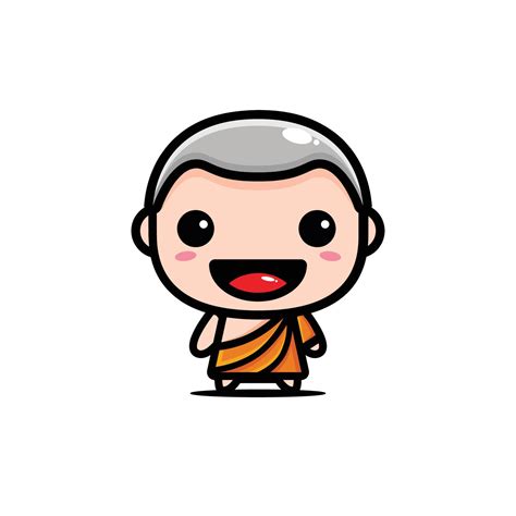 Cute Monk Character Vector Design Vector Art At Vecteezy