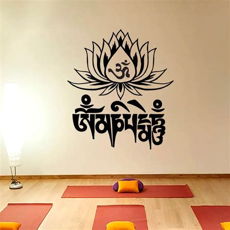 Zooyoo Yoga Mantra Om Mani Padme Hum Lotus Wall Sticker Home Decor