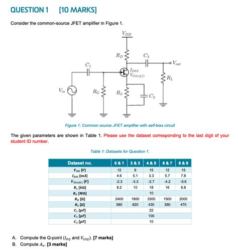 Solved Question 1 10 Marks Consider The Common Source Jfet