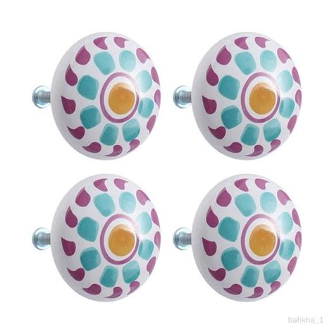 4 pièces boutons de tiroir en céramique tire motif coloré rond 38mm