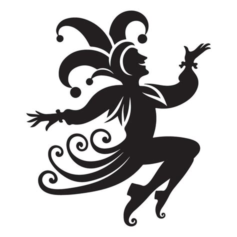 Dancing Jester Silhouette Illustration Party Celebration Joyful