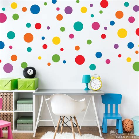 Rainbow Polka Dot Wall Decal Set Set Of 67 Polka Dots Etsy