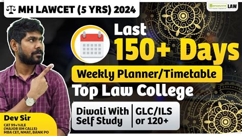 MH LAWCET 5 Yrs 2024 Last 150 Days Weekly Planner Timetable