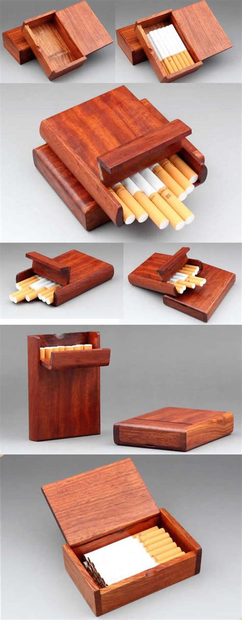 Red Sandalwood Wooden Cigarette Casets For Smokers Tobacco Pouch Cigarette Holder Vintage