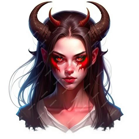 Premium Ai Image Beautiful Demon Girl On A White Background With Horns