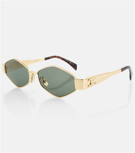 Triomphe Oval Sunglasses In Gold Celine Eyewear Mytheresa Hexagon