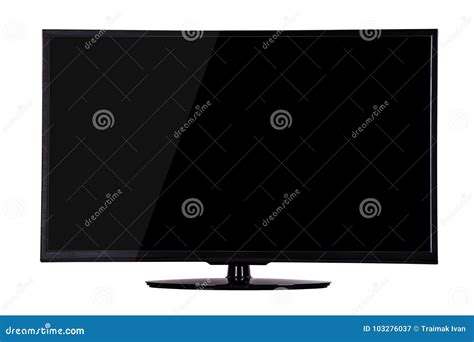 Modern Slim Plasma TV on a Black Stand Isolated on a White Backg Stock Image - Image of device ...