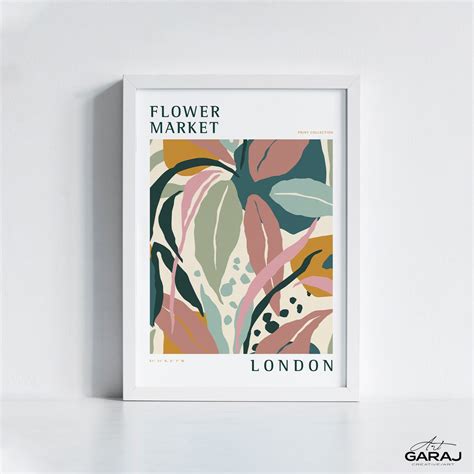 London Flower Poster Flower Market Poster Printable Modern Etsy