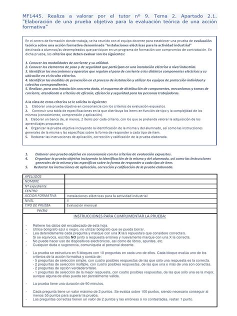 Mf1445 Actividad 9 Tema 2 Apartado 21 Elaboración Prueba Objetiva