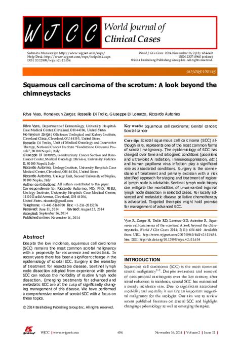 Pdf Squamous Cell Carcinoma Of The Scrotum A Look Beyond The Chimneystacks Homayoun Homi