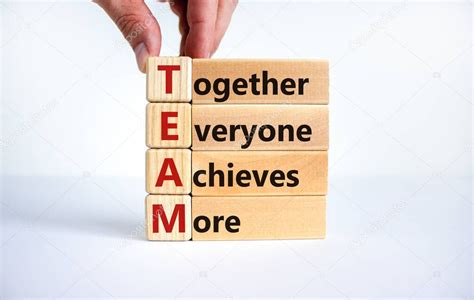 Team Together Everyone Achieves More Symbol Wooden Cubes With Words