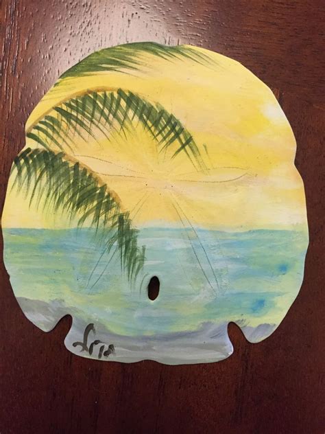 Hand Painted Florida Beach Scene Large Sand Dollar Painted Sand