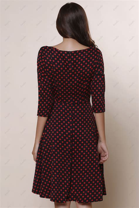 Off Vintage Polka Dot Print Slash Neck Bowknot Design