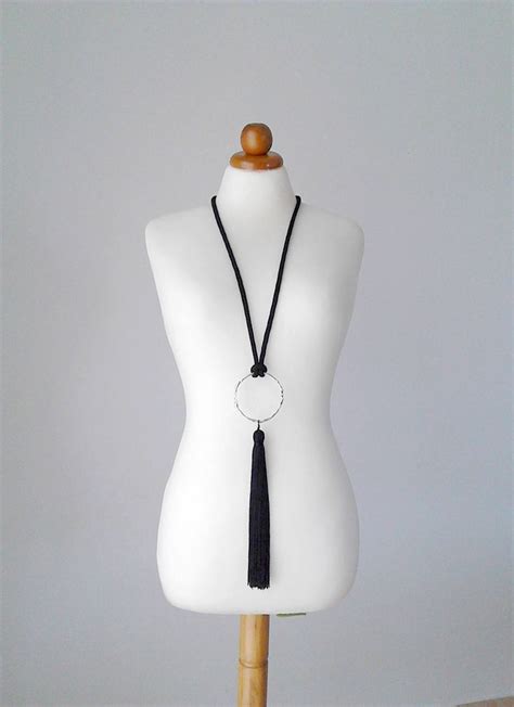 Black Tassel Pendant Fringe Necklace Pendant Tassel Necklace Tassel