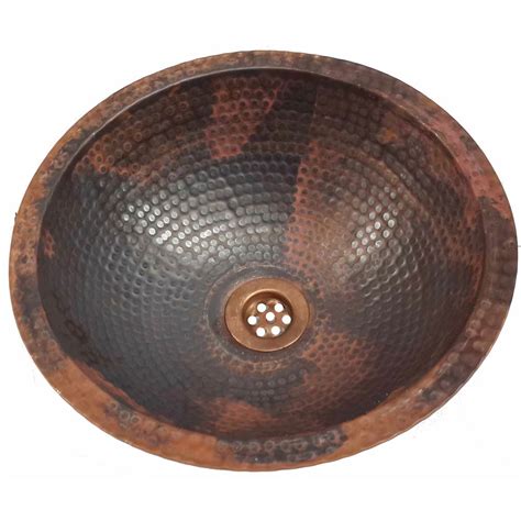 Undermount Antique Patina Rustic Small Copper Sink Bowl