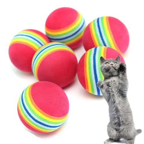 6pcs/lot Small Coloured Pet Cat Kitten Soft Foam Rainbow Play Balls ...