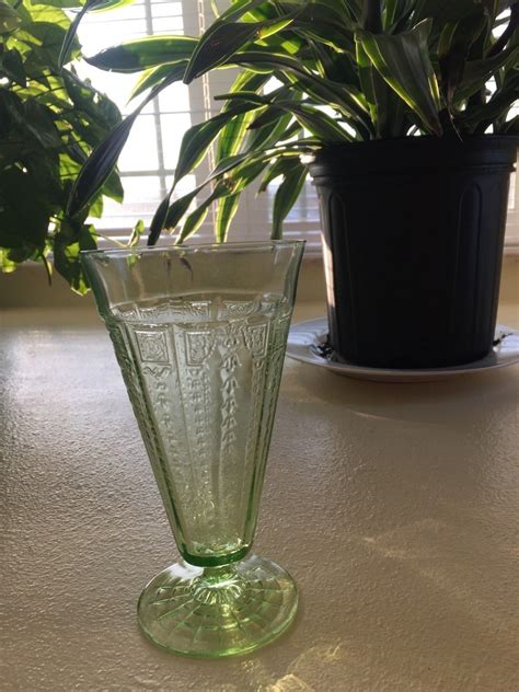 Green Depression Glass Hocking Princess 6 1 2 Inch 12 Oz Footed