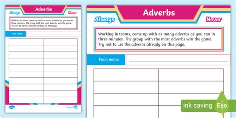 Adverbs Group Game (teacher made)