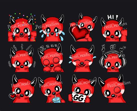 Cute Kawaii Devil Twitch Emotes Pack Etsy