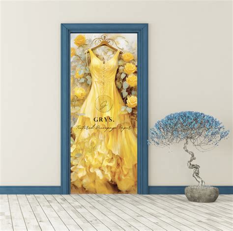 Grys Textured Decoupage Paper Yellow Dress Door Redesigns