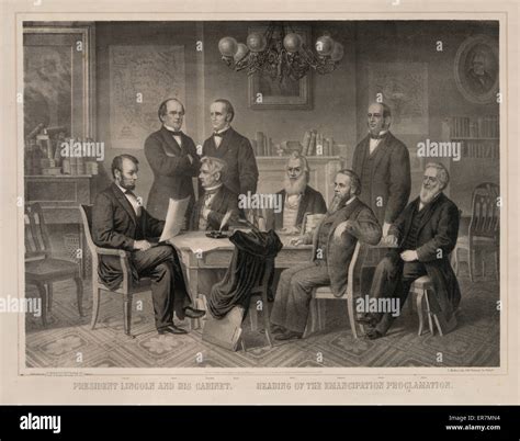 President Lincoln And His Cabinet Reading Of The Emancipati Stock