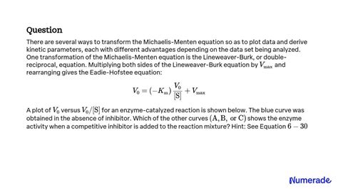 SOLVED There Are Several Ways To Transform The Michaelis Menten